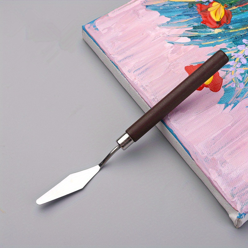 Stainless Steel Painting Scraper Art Spatula Sturdy Wooden - Temu