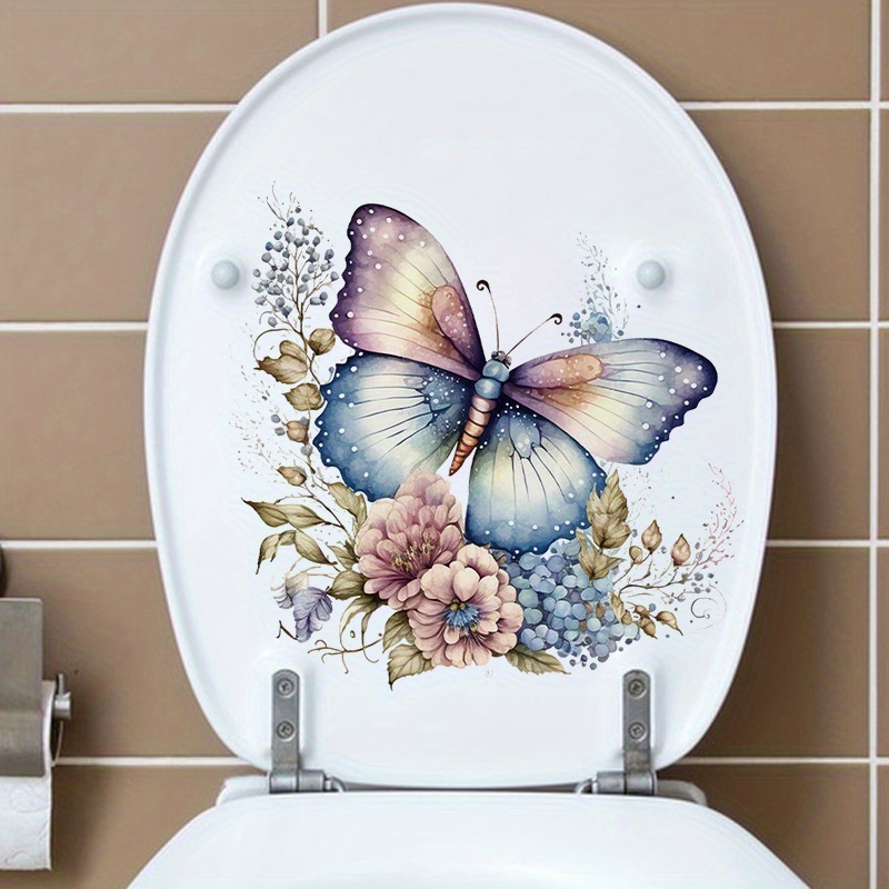 Floral Butterfly Toilet Seat Decal Waterproof Self adhesive Temu
