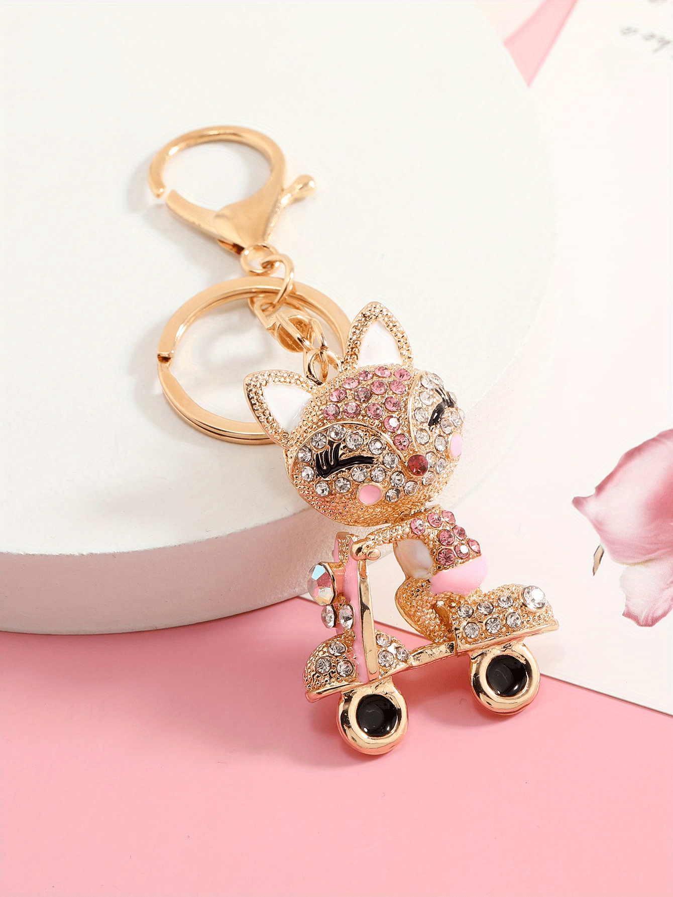 Diamond Inlaid Small Bag Keychain Owl White Pink Black Blue