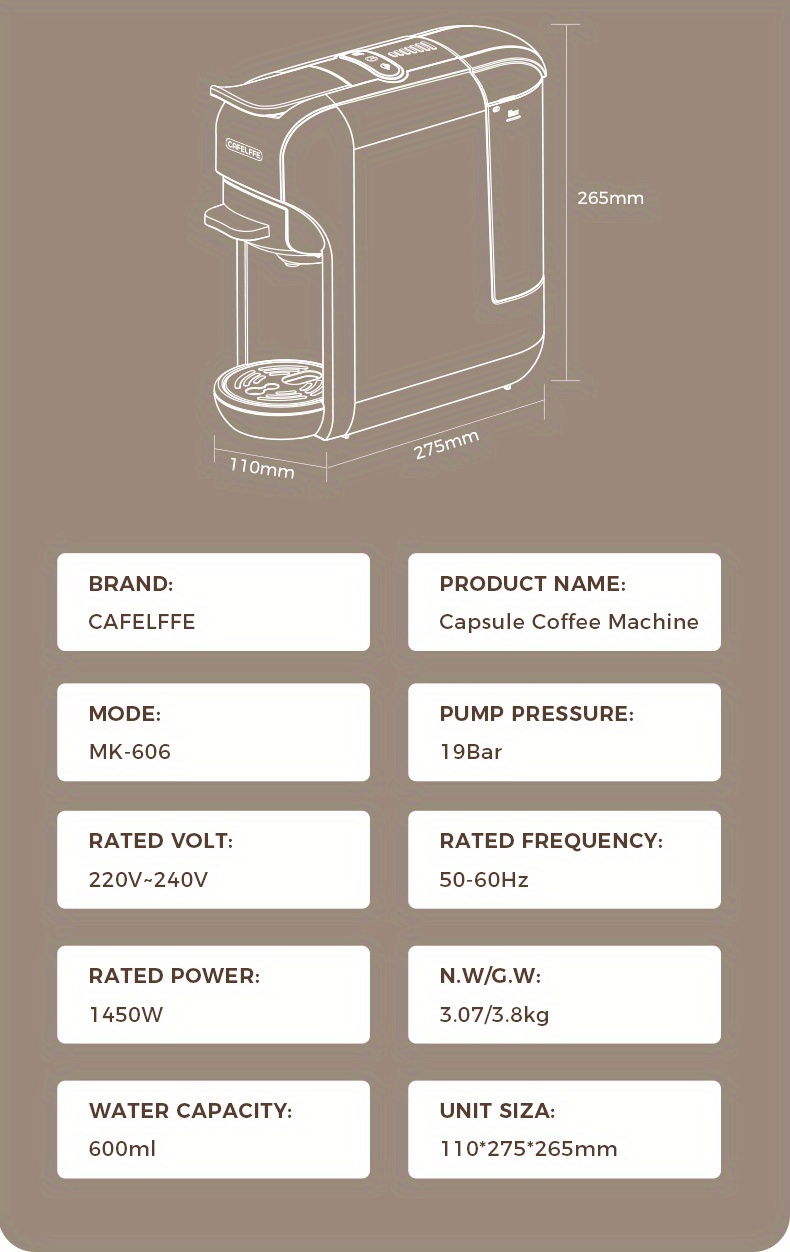 CAFELFFE 5 In 1 Macchina Da Caffè Caldo/Freddo Dolce Gusto Latte Nespresso  Capsule ESE Pod Caffè Macinato Caffetteria 19Bar Accessori Per Caffettiere