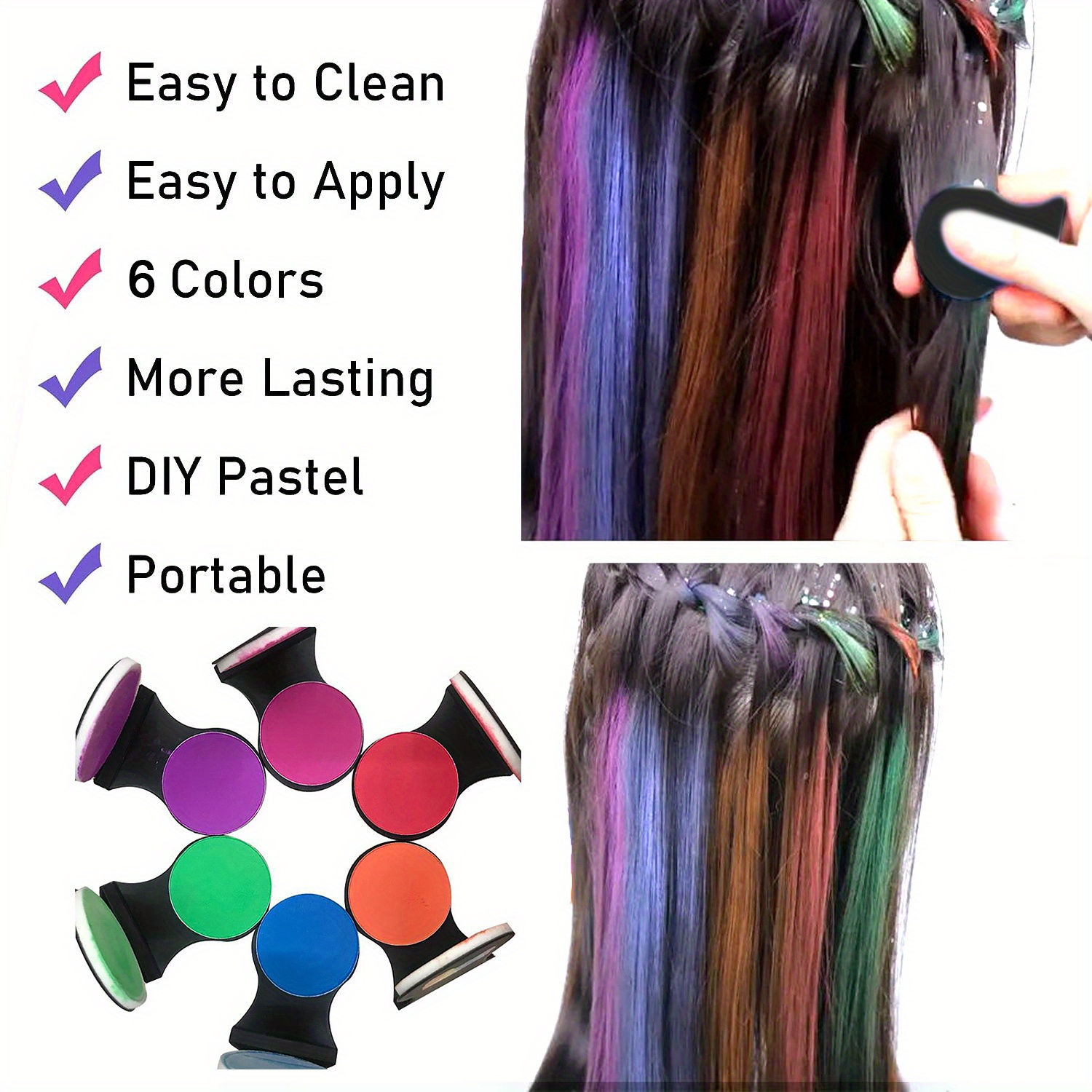 Hair Chalk,12 Color Hair Chalk Paint,Hair Chalk Set,Temporary Washable Hair  Color Dye for Kids,Non-Stick & Vibrant,New Year Birthday Party Cosplay DIY  Children's Day,Halloween,Christmas 8 colors