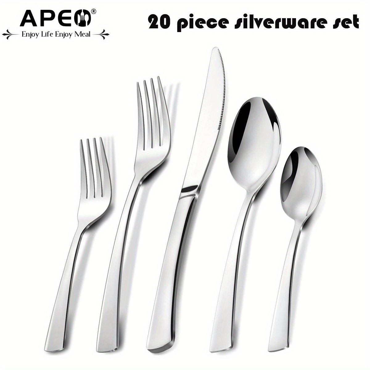 Apeo Stainless Steel Silverware Set, Metal Cutlery Flatware Set