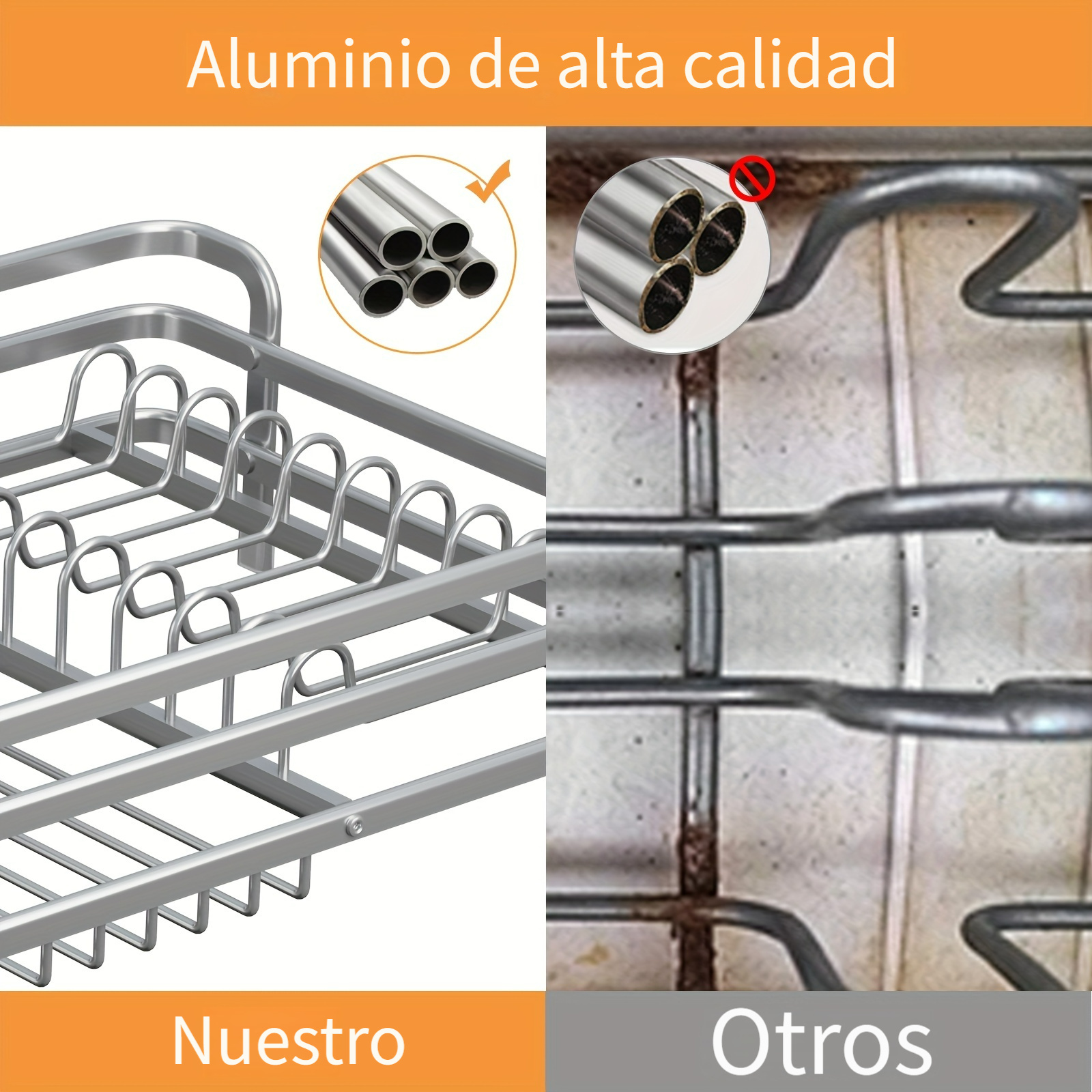 Secaplatos Aluminio con Bandeja y Escurre Cubiertos 44x36x11,5 cm