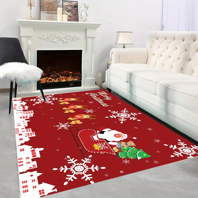 Area Rug For Bedroom Living Room,xmas Santa Claus Christmas Tree