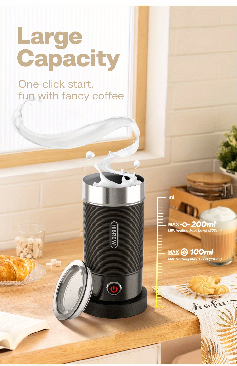 fully automatic milk frother machine hot