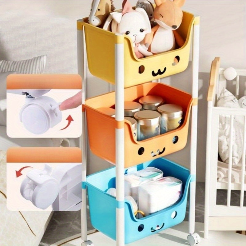 Children's Toy Storage Rack Large Capacity Multilayer Bookshelf Kitchen  Shelf Snack Book Storage Baby Clothes Storage