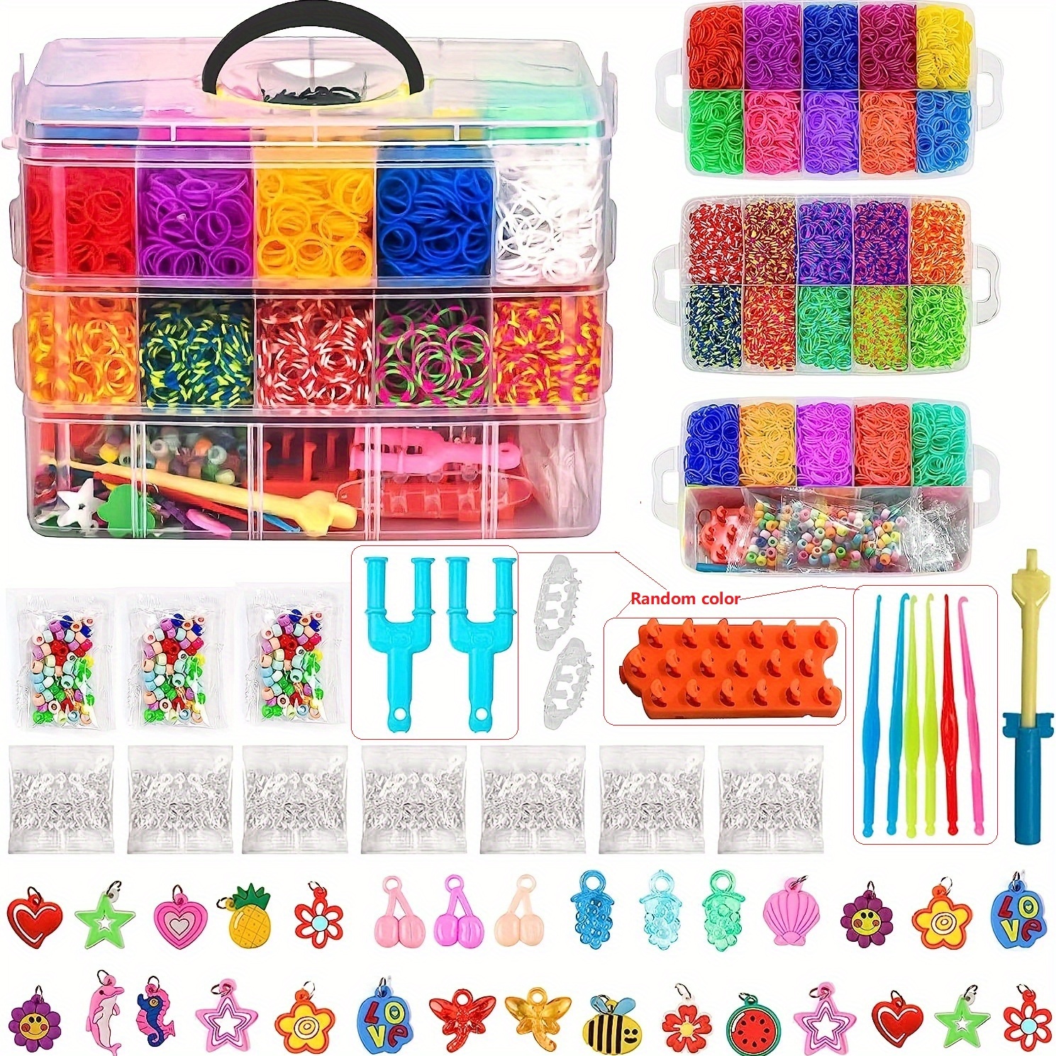 Kit de pulsera de bandas de goma, kit de fabricación de pulseras de telar  colorido con caja de almacenamiento, kit de manualidades de bricolaje con