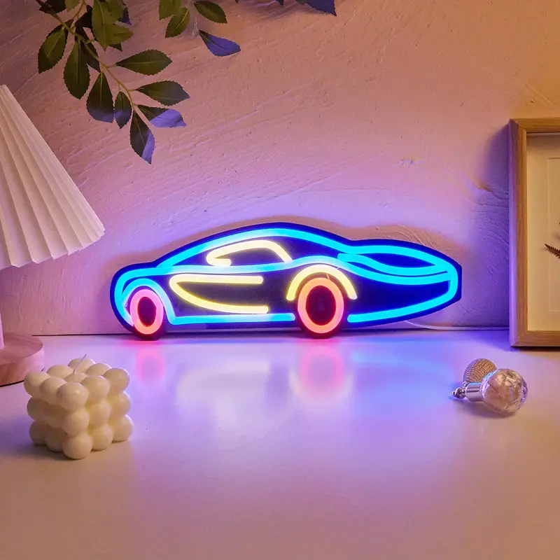 1 Stück Sportliches Auto-LED-Neonschild, Für Wand- Und Tischdekoration,  Leuchtschilder, USB-betriebene Neonlichtschilder, Für Schlafzimmer