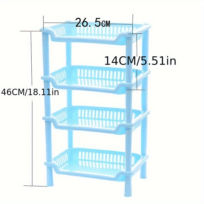 4 Tier Shower Caddy Organizer Shelf Standing, Plastic Floor Storage Rack  For Bathroom