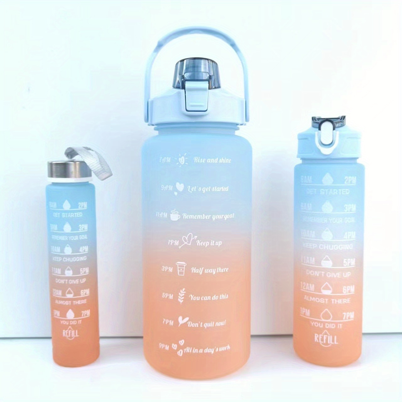Leak proof Sports Water Bottle With Straw And Time Marker - Temu