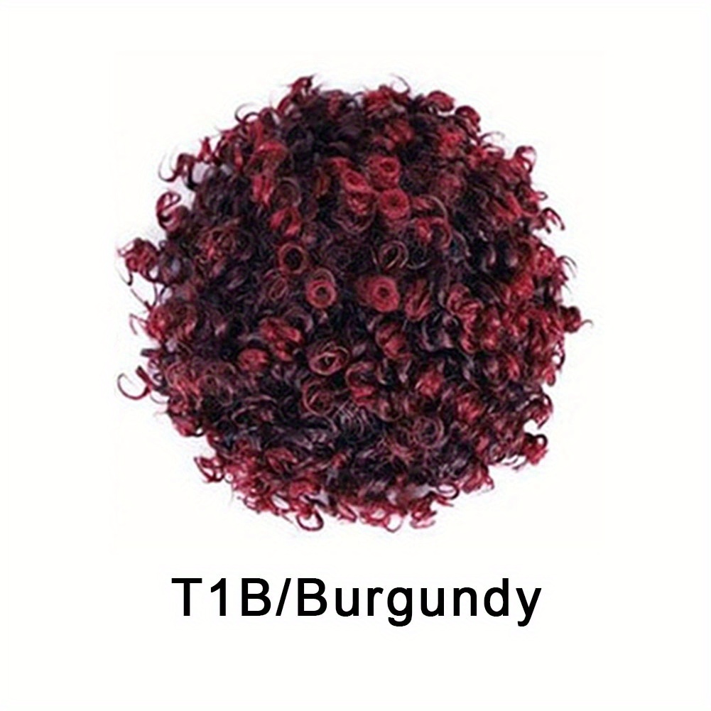 Kinky Curly Afro Puff Ponytail Hair Extension 1B 2