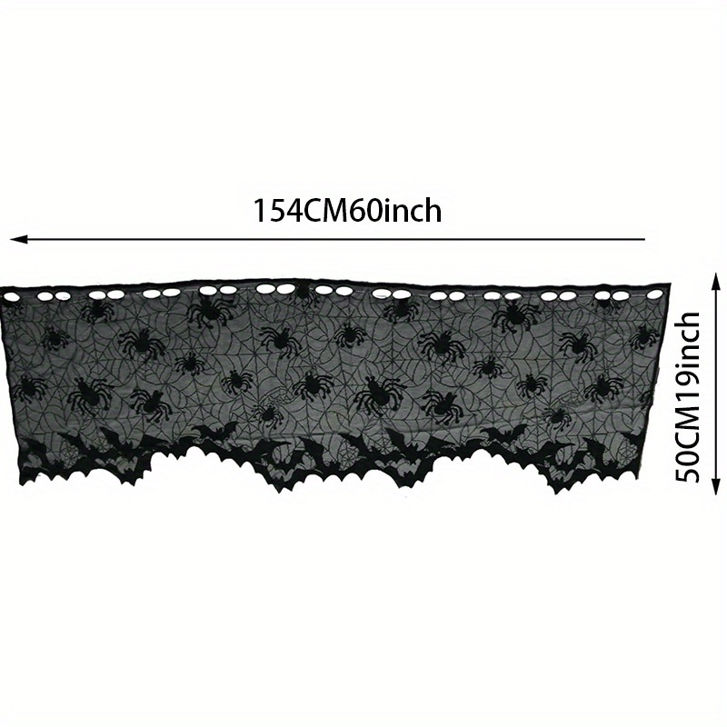 Image of 1pc Black Lace Coffee Curtain For Halloween