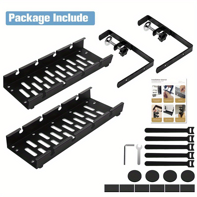 Under Desk Cable Management Tray 1 Pack, Wire Management No Drill