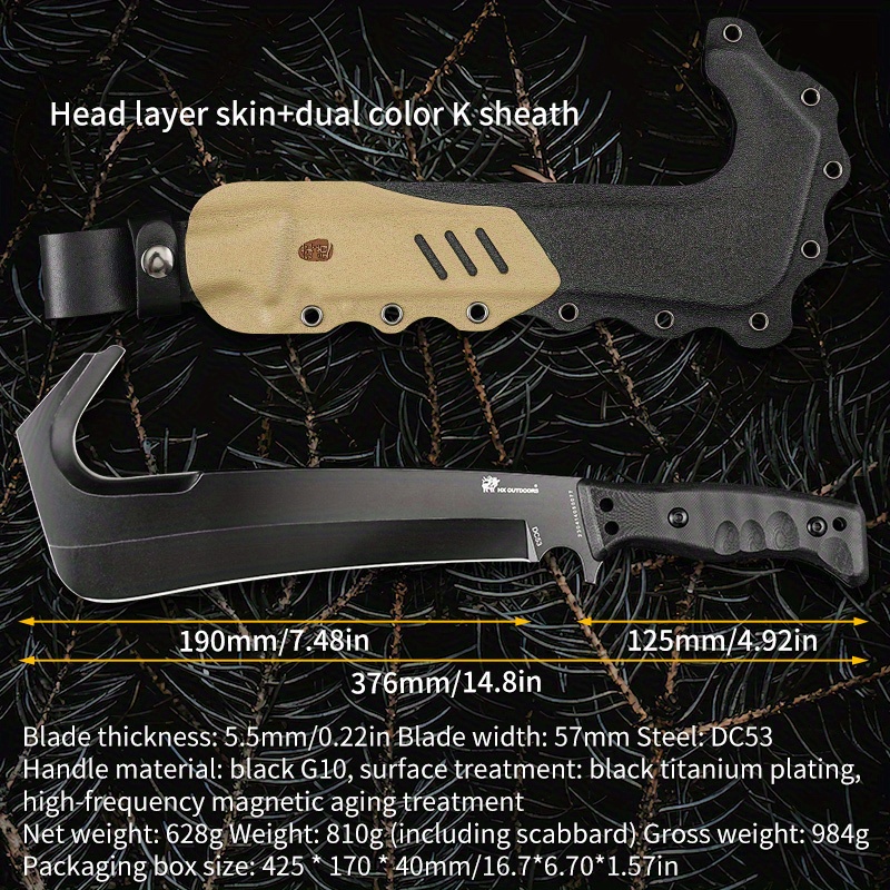 Dc53 Fixed Blade Hunting Knife Straight Edge Gut Hook Blades - Temu