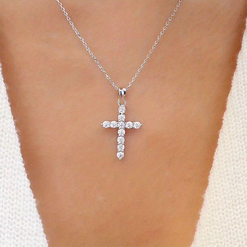Stylish Minimalist Rhinestone Cross Necklace