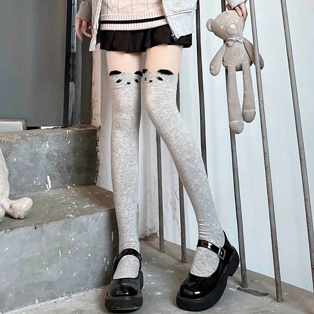 Kawaii Anime Thigh High Socks Cute Cartoon Print Knee - Temu Canada