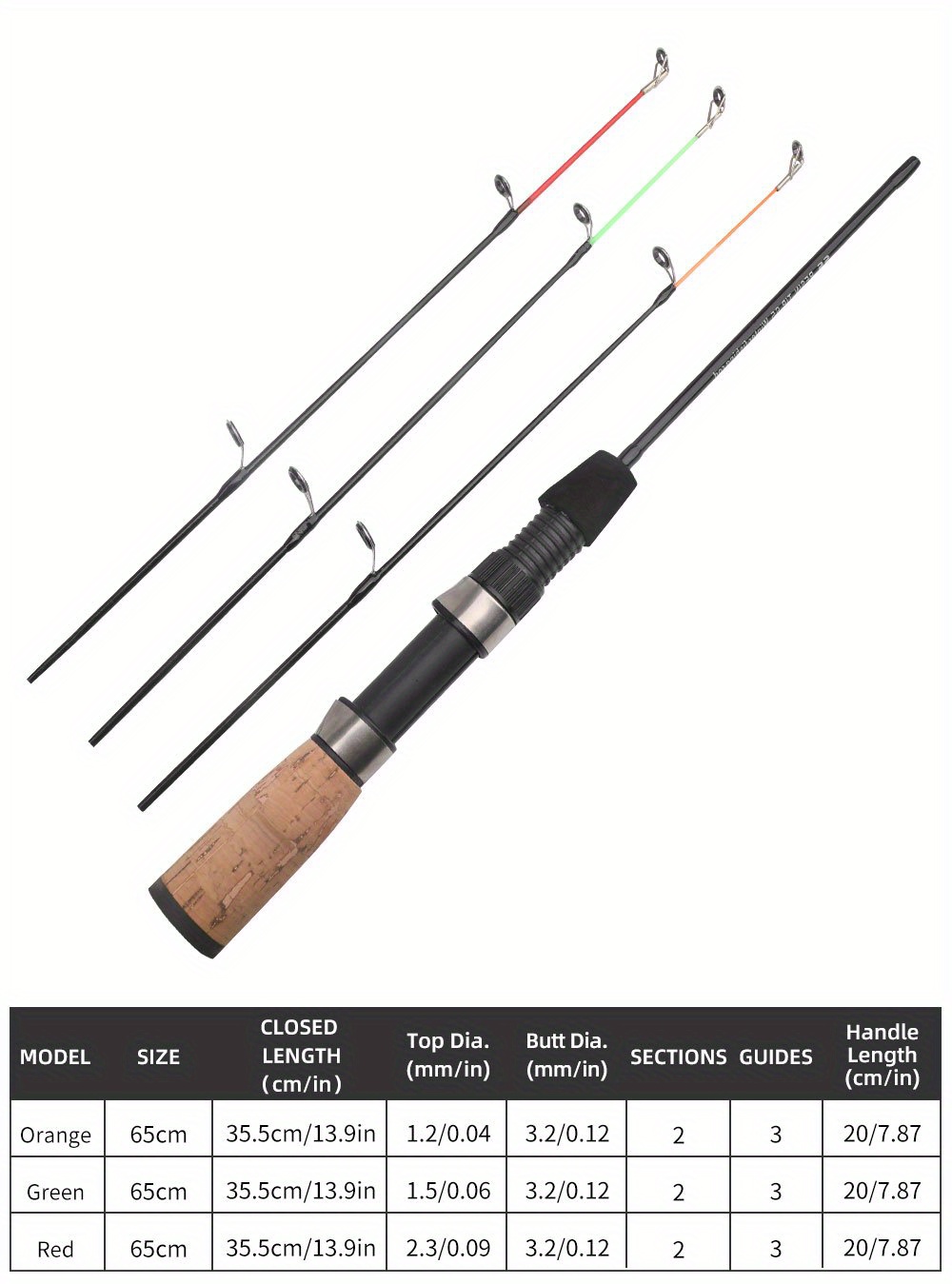 Ice Fishing Rod 3tips Anti Winding Portable Fishing Pole - Temu