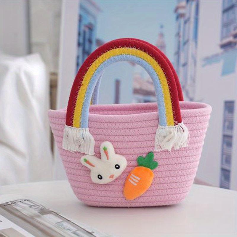 Girls Cute Strawberry Carrot Decor Straw Woven Shoulder Bag Coin Purse  Crossbody Bag With Zipper - Temu