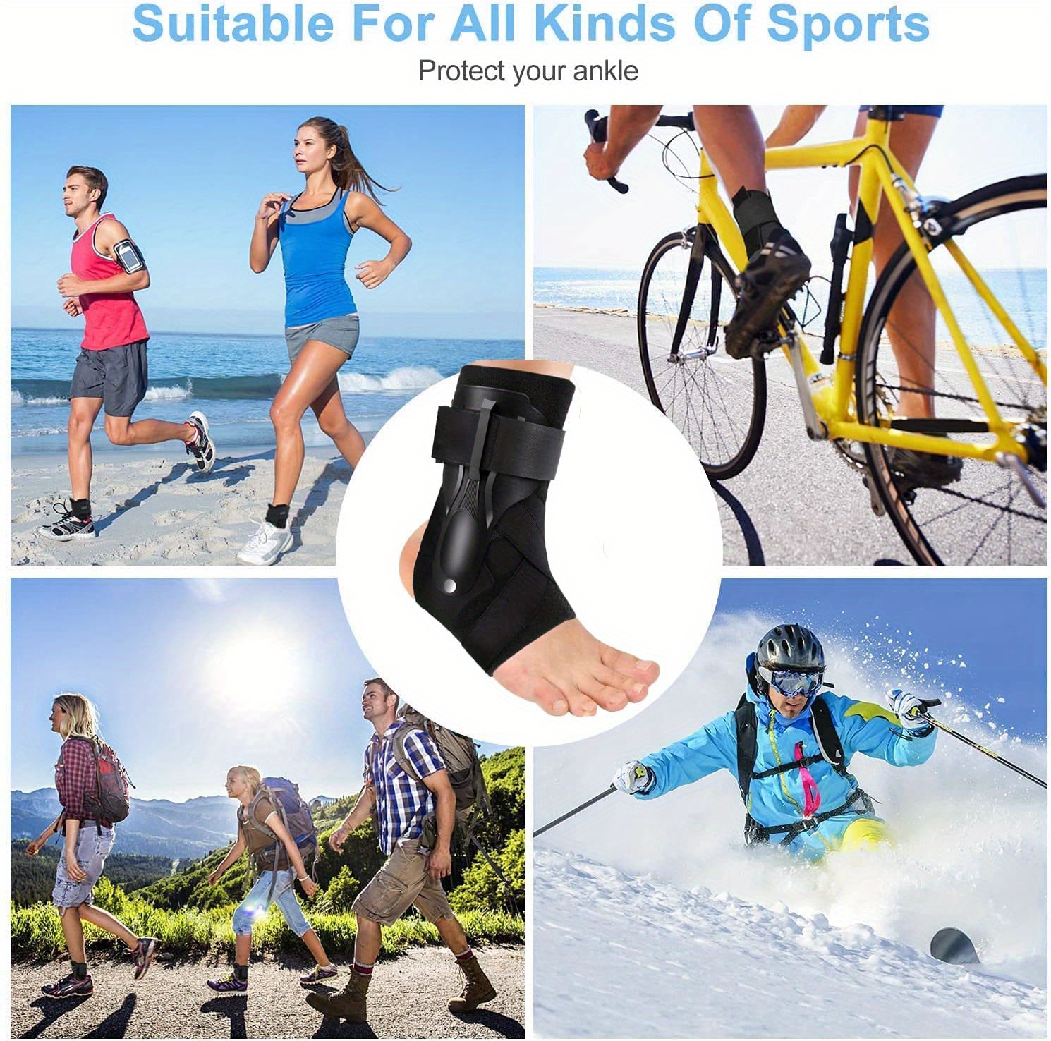 Powbrace Ankle Support Brace, Lace Up Adjustable Support – for Running,  Basketball, Injury Recovery, Sprain! Ankle Wrap for Men, Women, and Children