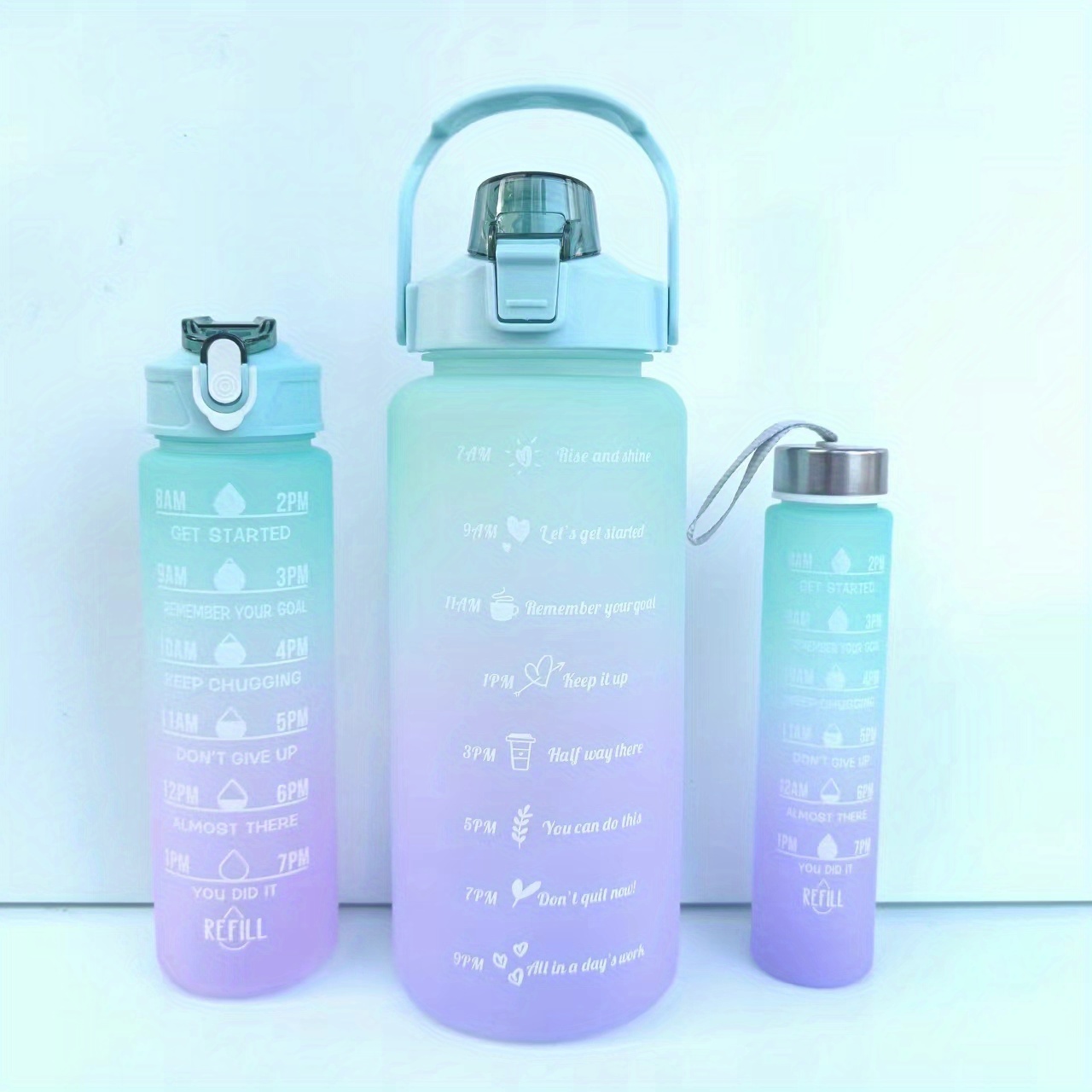 Shapex - Time Marked Cute Water Bottles for Women and Men with Times to Drink, BPA Free Frosted & Aesthetic Water Bottle with Time Marker, Clear
