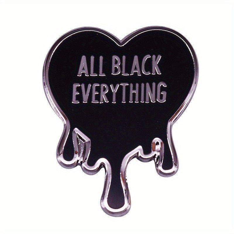 TEMU 1pc Broche Vintage Elegante de Aleación de con el Eslogan "Todo Negro Todo", Pin de Solapa de Esmalte para Decoración de Ropa DIY y Mochila