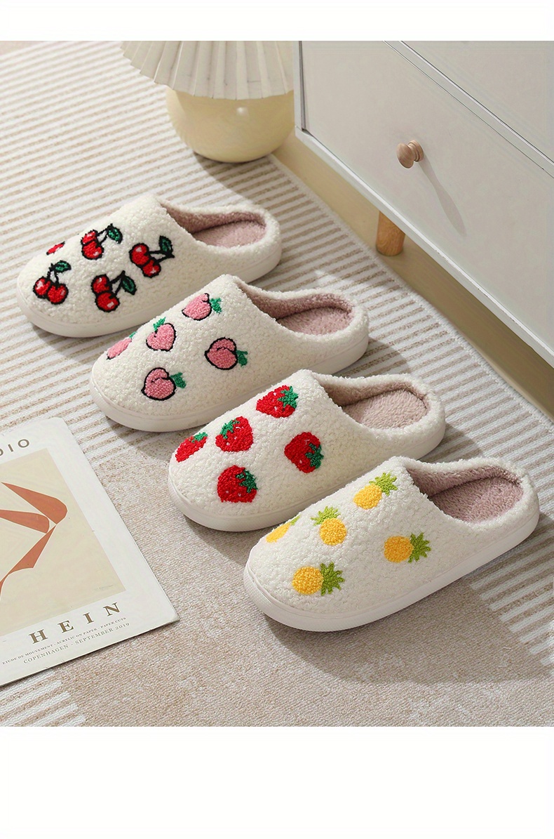 cute cartoon fruit pattern house slippers cozy closed toe - Temu Norway