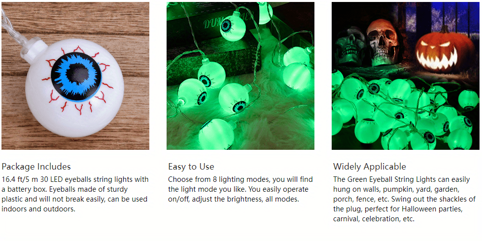 10 Led Halloween Decorative Eyeball String Lights Decoration - Temu