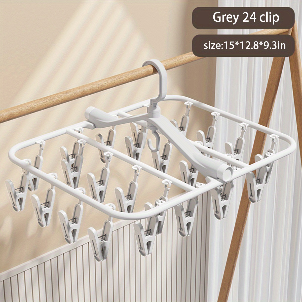 Foldable Sock Dryer Clothes Rack With 32 Clips Windproof - Temu