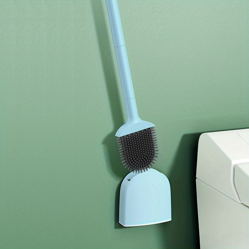 Silicone Toilet Brush - Flat Head Hygienic Toilet Brush and Holder