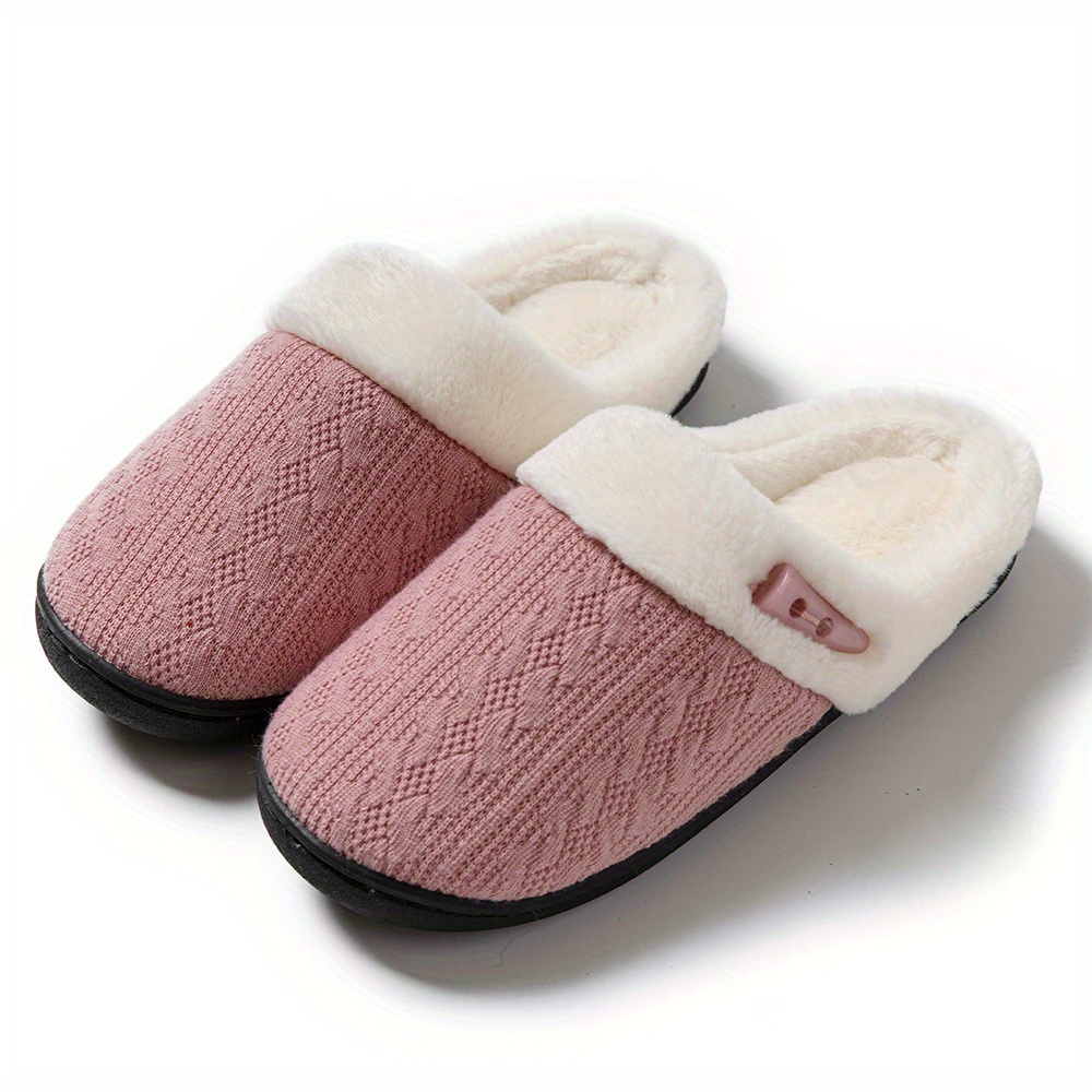 Knit Design Soft Plush Cozy House Slippers Anti Skid Slip On Shoes Indoor  For Men Winter Shoes - Men's Shoes - Temu Canada