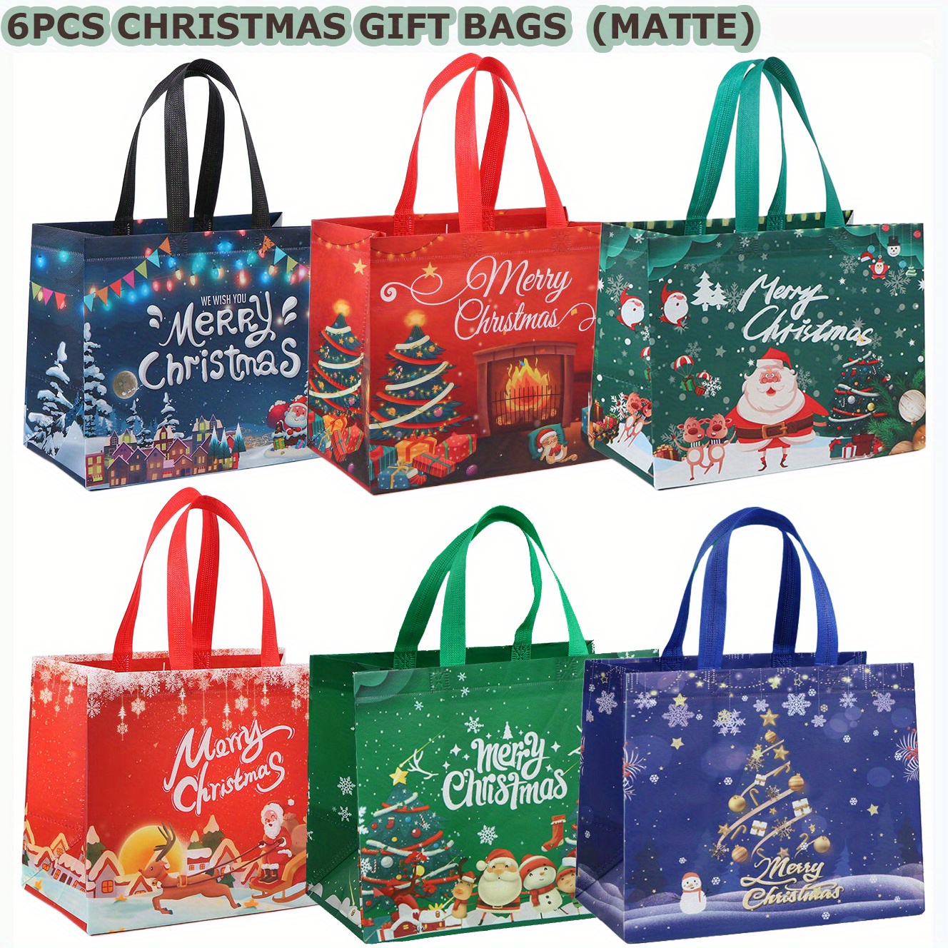 6pcs Grandi Borse Regalo Tote Natale Manici Borse Regalo - Temu Italy