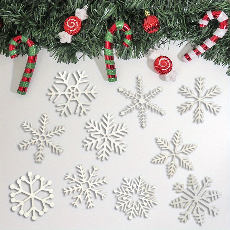 10 Pcs Christmas Ornament Gift Tags Wooden Snowflake Ornaments Self Made