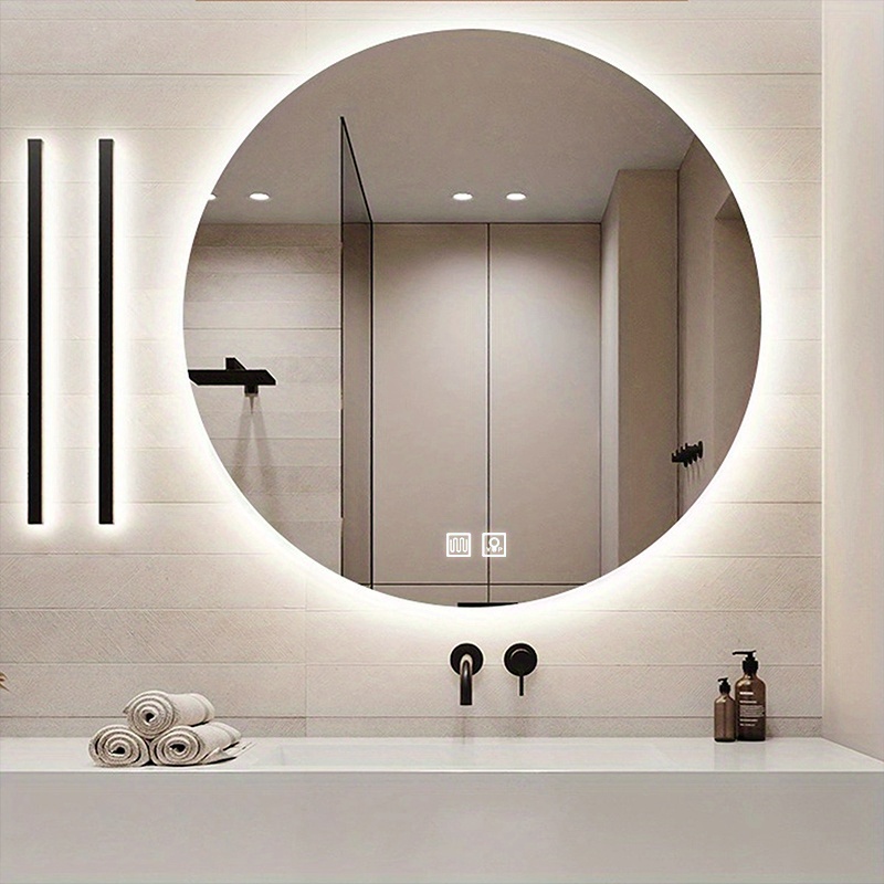 Espejo LED de baño montado en la pared, 32 x 24 pulgadas, regulable,  antivaho y cristal transparente e inastillable, vertical/horizonte, sin  parpadeo