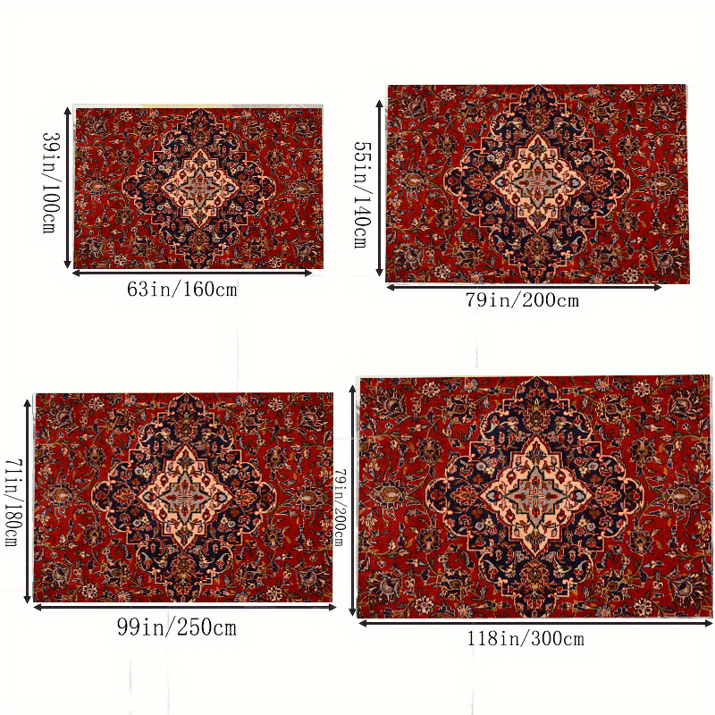 TWINNIS Boho Area Rug Vintage Tribal Carpet Anti-Slip Rug Washable Persian  Carpet for Living Room Bedroom,Red ,4'x6' 