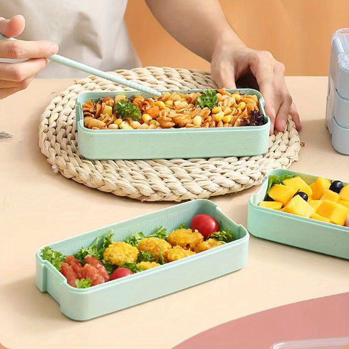 Stackable Bento Box Adult Lunch Box - 3 Layers All-In-One Lunch Containers  With Multiple Compartments For Adults & Kids - AliExpress