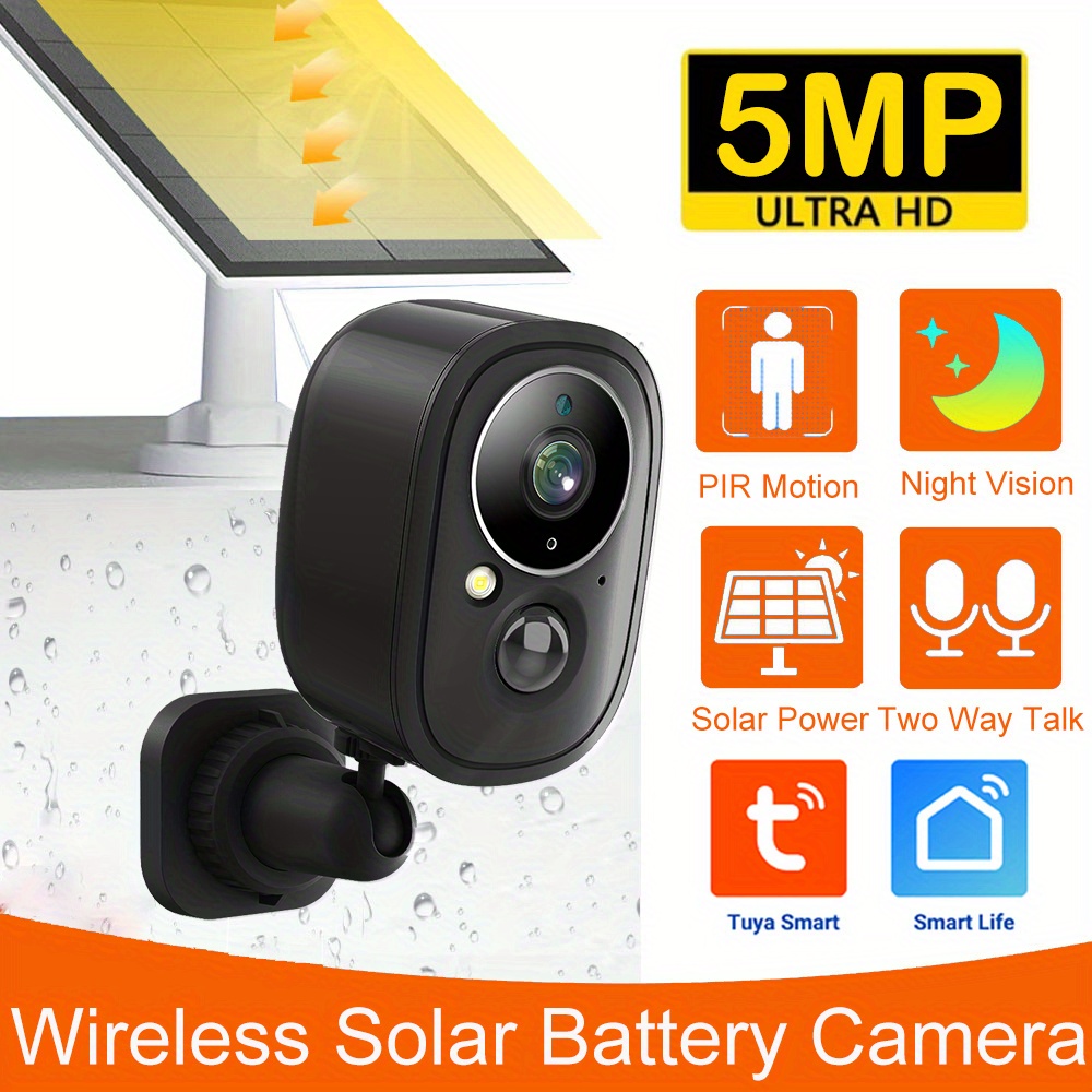 Evkvo 5mp Solar Security Cameras Wireless Outdoor Smart Ai - Temu