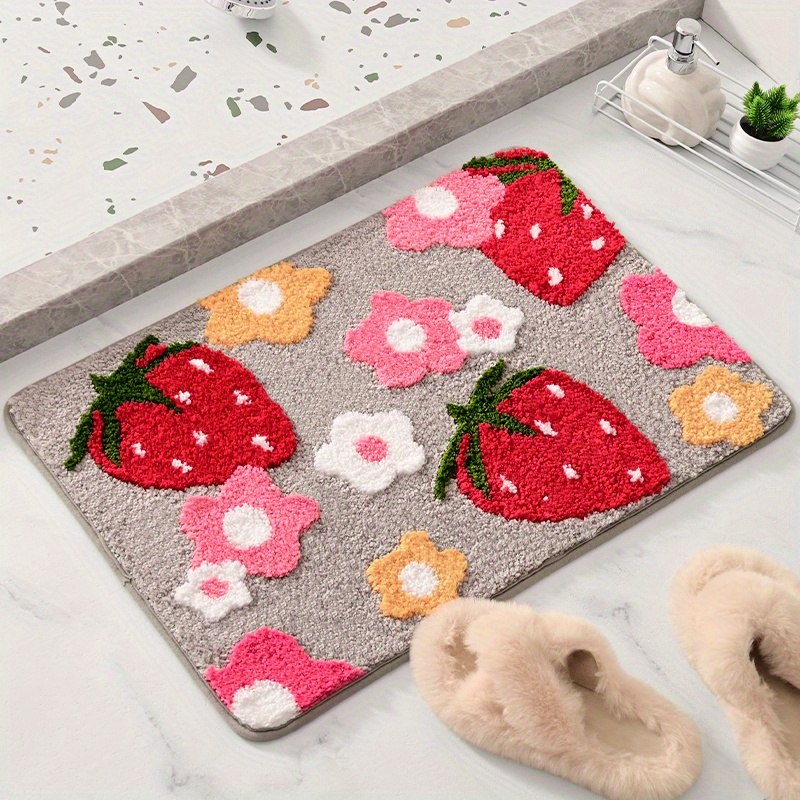 Cute Strawberry Flower Pattern Bath Rug, Soft Non-slip Bath Mat, Absorbent  Entry Door Mat Shower Carpet For Home Bathroom, Bathroom Accessories,  Teenager Gift - Temu Australia