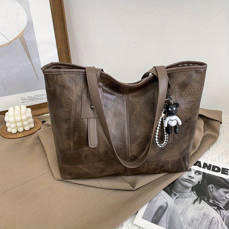 Vintage Large Capacity Tote Bag Retro Top Handle Satchel Bag Temu