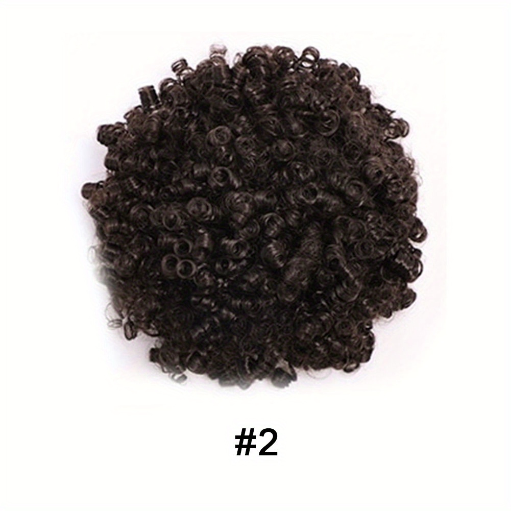 Kinky Curly Afro Puff Ponytail Hair Extension 1B 2