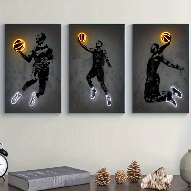 Player Poster Print Basketball Shoes Neon Canvas Painting - Temu