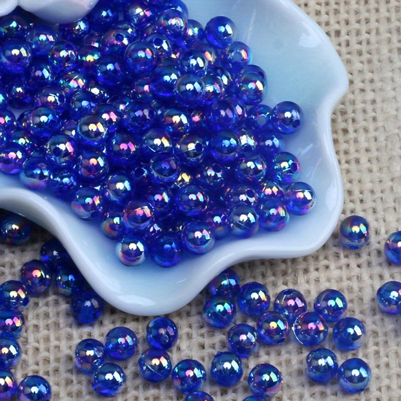 Round Plastic Beads Transparent Bright Blue Beads Shiny - Temu