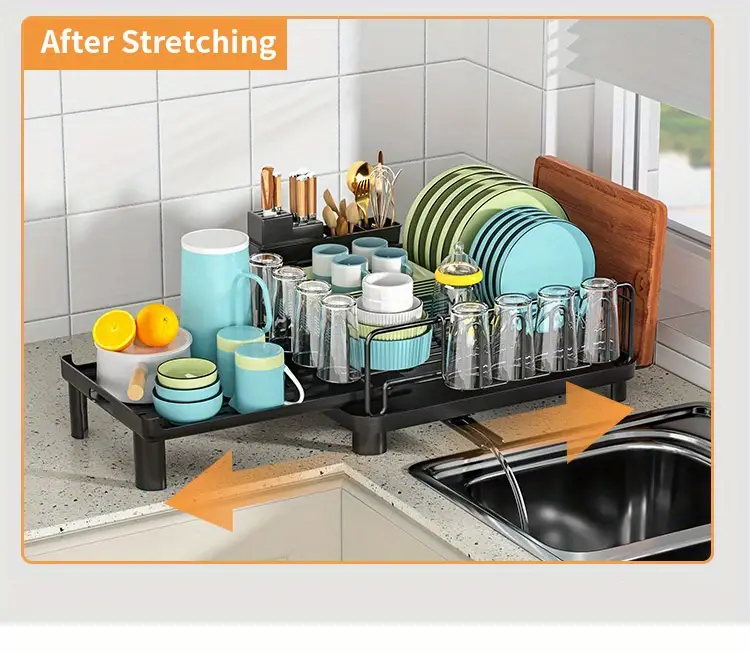 Dish Drying Rack, Expandable Dish Racks For Kitchen Counter, Multifunctional  Extra Large Dish Strainers With Cutlery & Cup Holders, Extendable Anti-rust Dish  Drainers With Drainboard, Kitchen Supplies - Temu