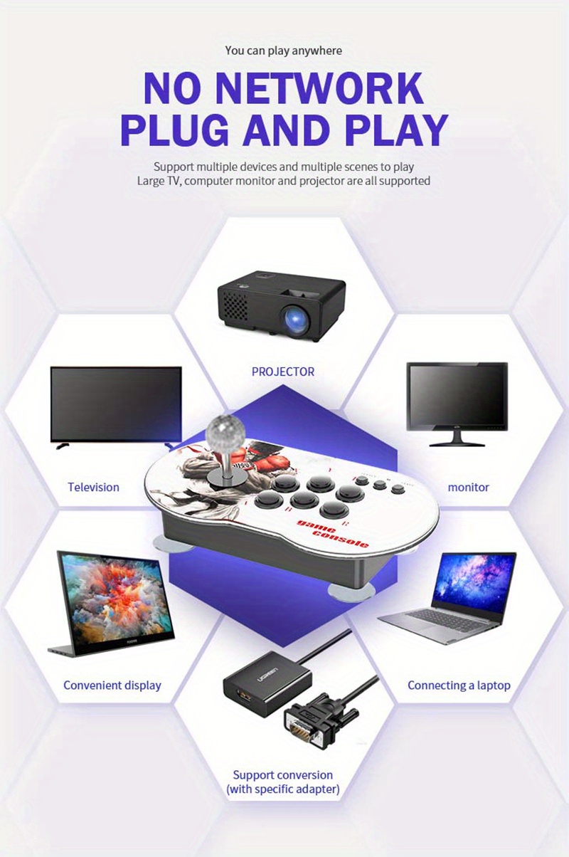 Consola de videojuegos Compatible con HDMI M9 Kit de mando con Ehuebsd  cableinalámbrico Retro doble TV accesorio para juegos