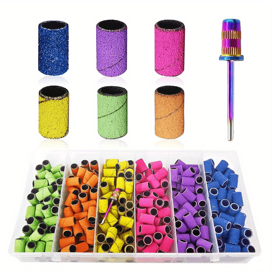 300pcs Nail Sanding Bands Manicure Drill Set with Box #80#180#240