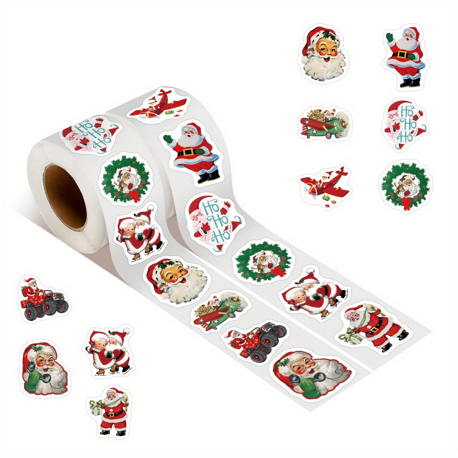 50PCS Vintage Christmas Stickers Merry Christmas Stickers Santa Claus  Stickers Roll Winter Holiday Round Xmas Label Tag Sticker For Christmas  Gift Box