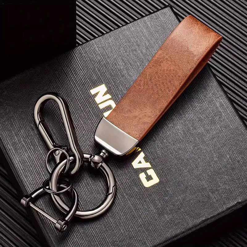 Image of Creative And Minimalist Faux Leather Keychain Pendant, Personalized Keyring With Wrist Strap, High-end Fashionable Vintage Faux Leather Key Holder