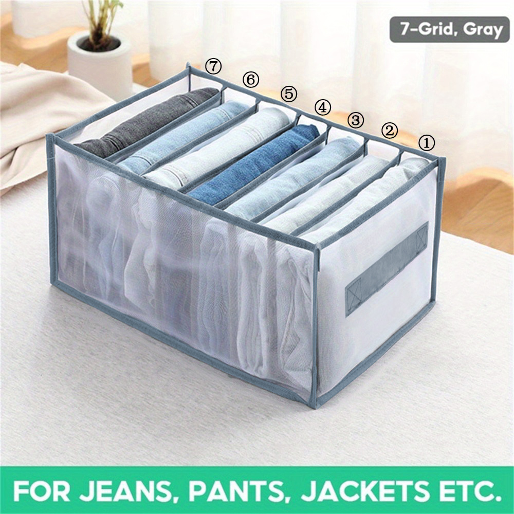 7 Grids Clothes Shirt Jeans Storage Box Drawer Organizer Mesh