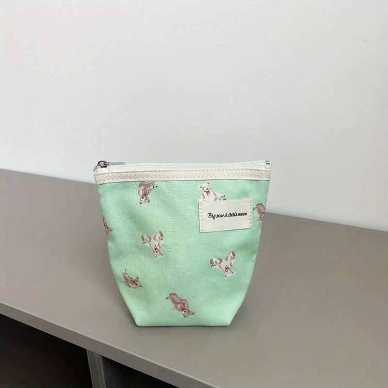 1pc Portable & Cute Cosmetic Bag With Large Capacity, Suitable For Travel, Toiletry  Bag Green/pink Grid Organizer