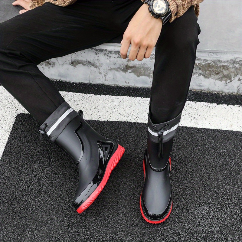 Men's Solid PVC Rain Boots, Slip On Non-slip Durable Waterproof Comfy Rain  Shoes For Outdoor Working Fishing