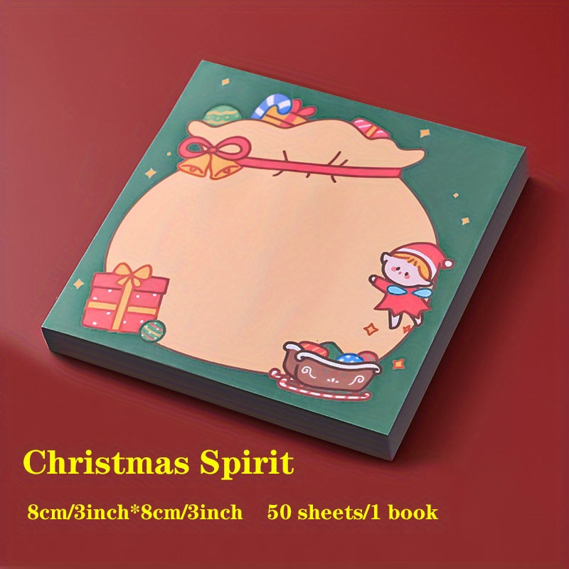 Creative Cartoon Christmas Series Sticky Notes For Study And Office, 50 Sheets Per Book